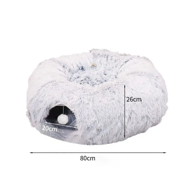 ZipUp Donut Cat Bed with Tunnel