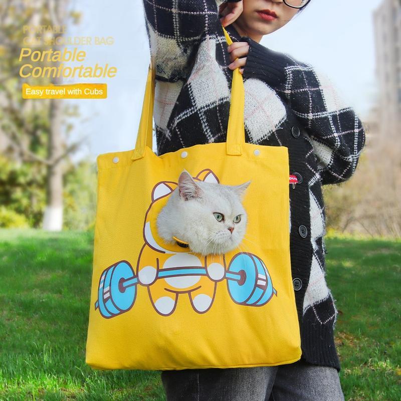 Canvas Pet Carrier Shoulder Bag for Cats & Small Dogs