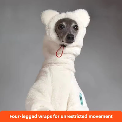 Comfy Fleece Dog Sweater with Hood – Four-Leg Winter Wear for Whippets & Greyhounds