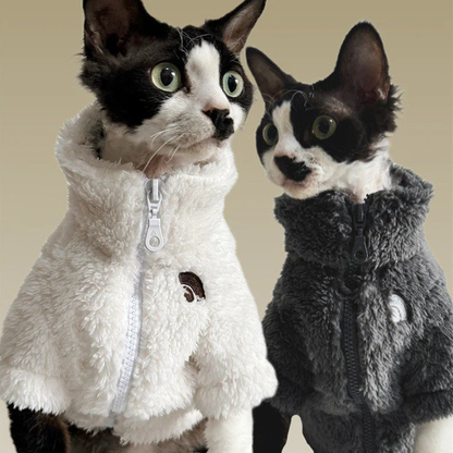 Handmade Polar Fleece Zip Coat Winter Jacket Sphynx Cat Clothes
