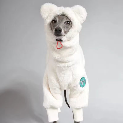 Comfy Fleece Dog Sweater with Hood – Four-Leg Winter Wear for Whippets & Greyhounds