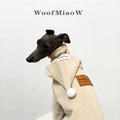 Stylish Pure-Color Winter Dog Jumpsuit with Hat – Stretch Fit for Italian Greyhounds & Whippets
