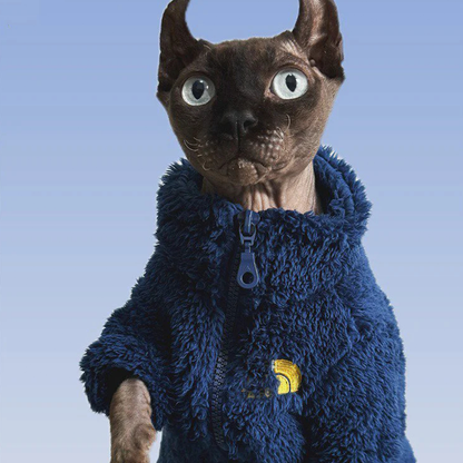 Handmade Polar Fleece Zip Coat Winter Jacket Sphynx Cat Clothes
