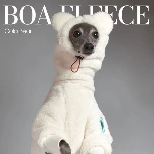 Comfy Fleece Dog Sweater with Hood – Four-Leg Winter Wear for Whippets & Greyhounds