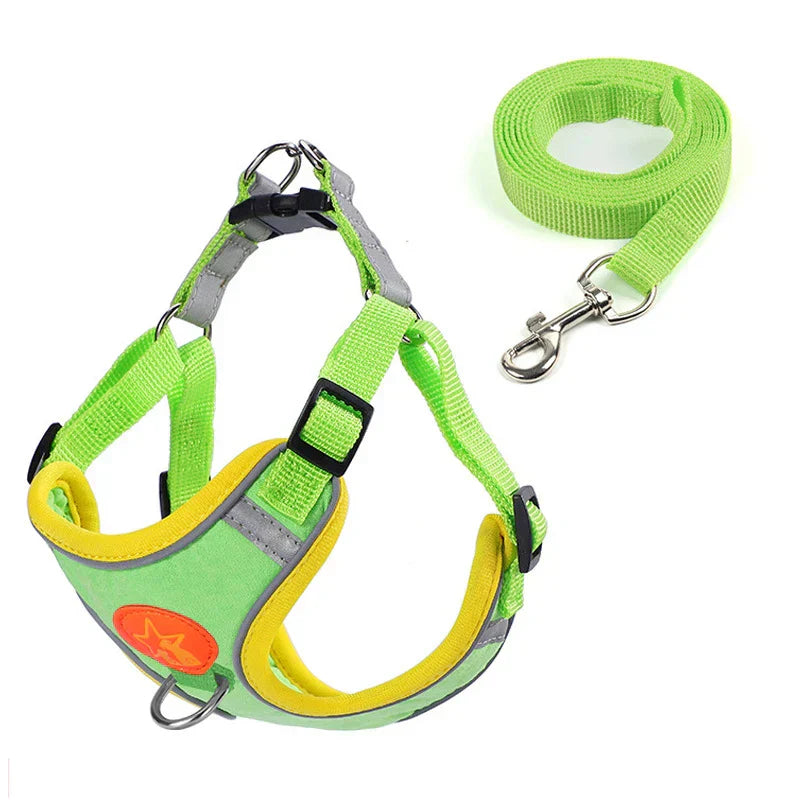 Dogs Harness Vest Walking Traction Rope Reflective Straps Soft Mesh