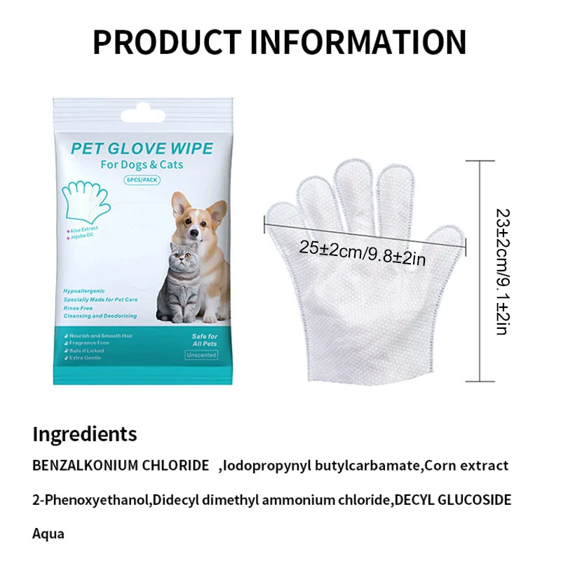 FurrWipe™ Pet Disposable Glove Wipes for bathing & Cleaning Dogs and Cats
