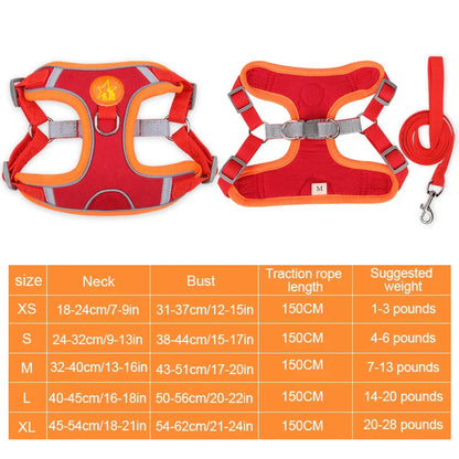 Dogs Harness Vest Walking Traction Rope Reflective Straps Soft Mesh
