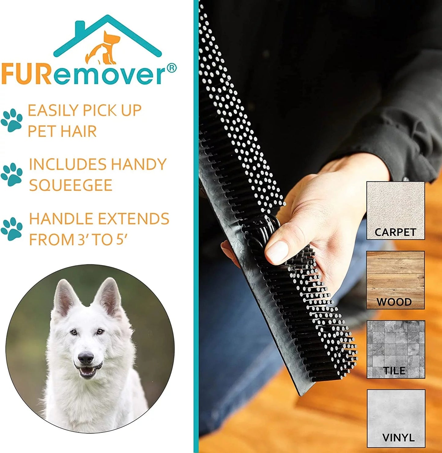 Broomer – Pet Hair Removal Broom for Carpet & Hard Floors