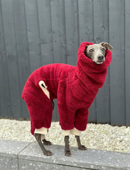 Burgundy Turtleneck Fleece | Italian Greyhound Jumpsuit