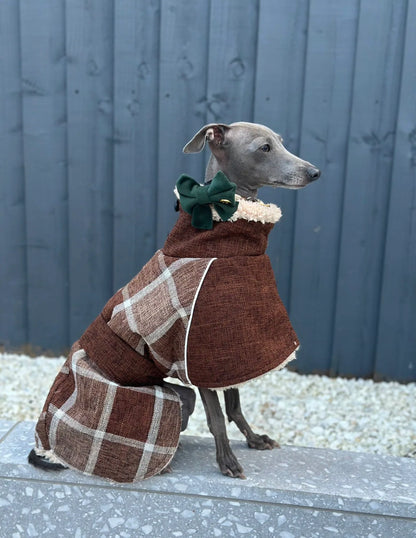 Brown Tweed Fleece Coat - Italian Greyhound Jacket